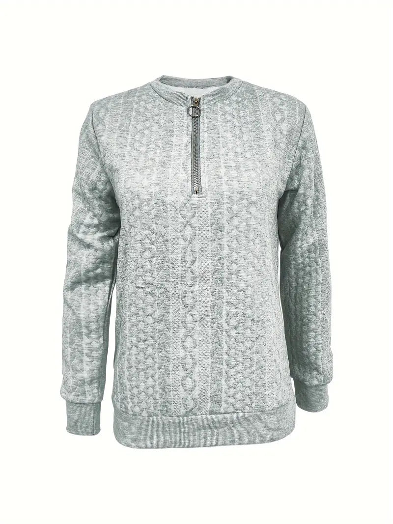 Grijs Sweatshirt met kwartrits voor herfst en winter