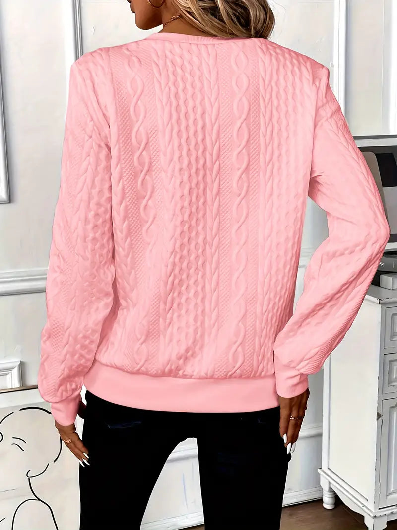 Roze Sweatshirt met kwartrits voor herfst en winter