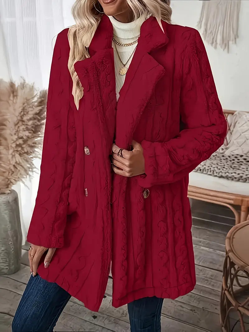 Dubbelzijdige Fuzzy Lapel Jas Rood