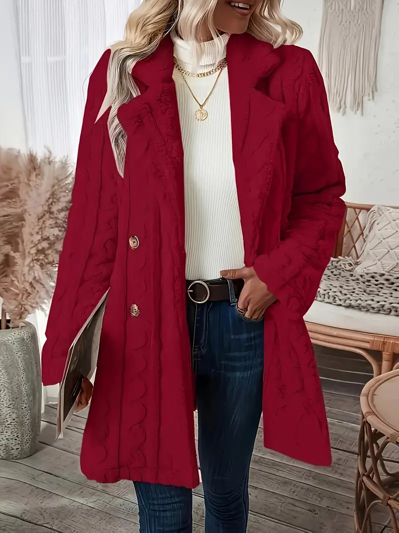 Dubbelzijdige Fuzzy Lapel Jas Rood