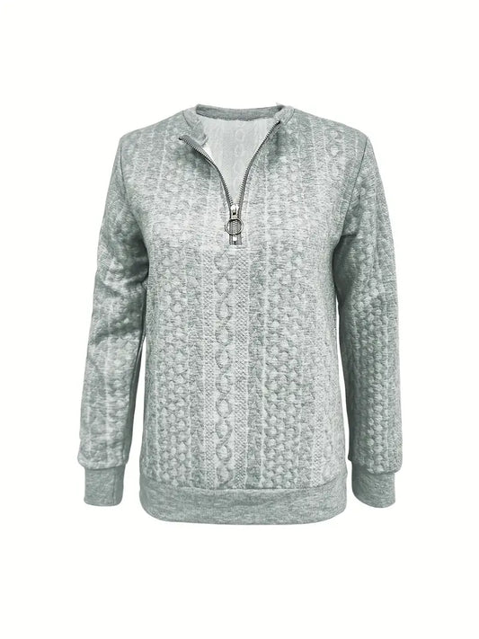 Grijs Sweatshirt met kwartrits voor herfst en winter