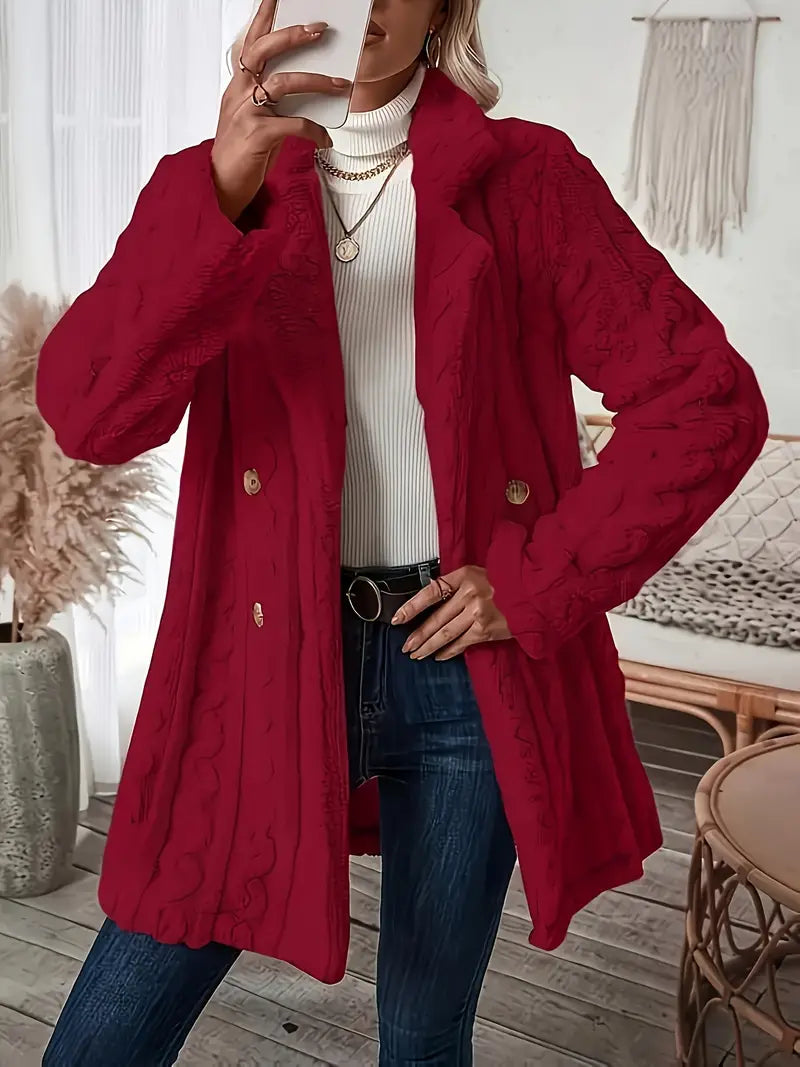 Dubbelzijdige Fuzzy Lapel Jas Rood