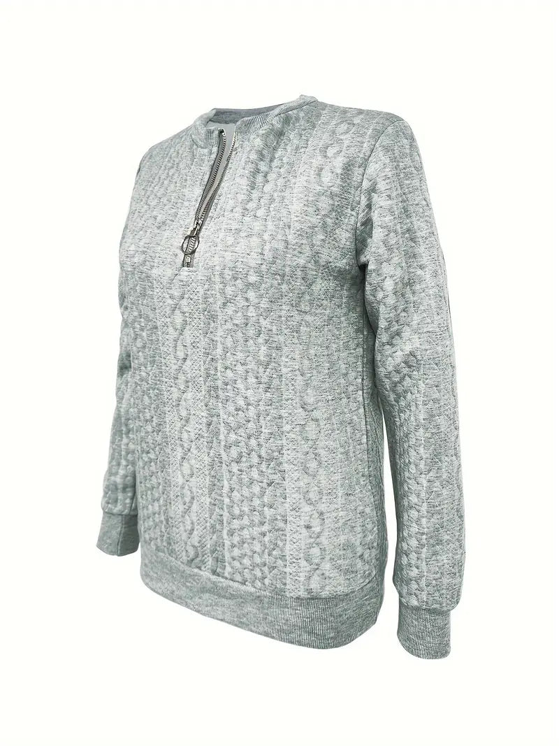 Grijs Sweatshirt met kwartrits voor herfst en winter