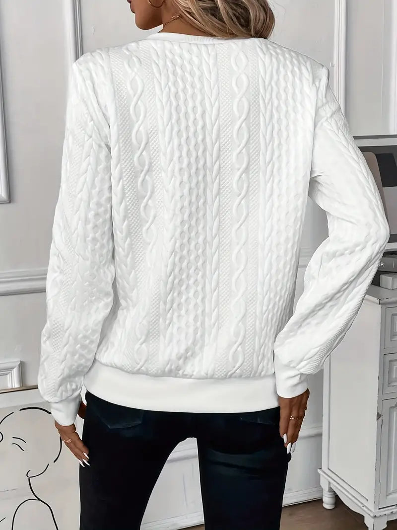 Witte Sweatshirt met kwartrits voor herfst en winter